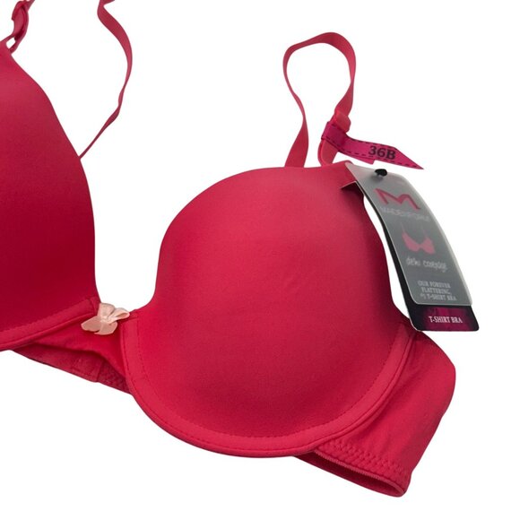 Maidenform Womens One Fab Fit T-Shirt Bra 36B Hot Pink Underwire Lightly Lined - Picture 10 of 10